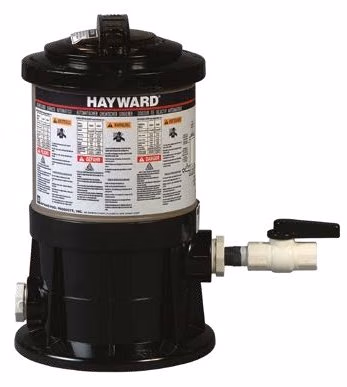 Brominateur chlorinateur Hayward, corps noir cylindrique avec vanne