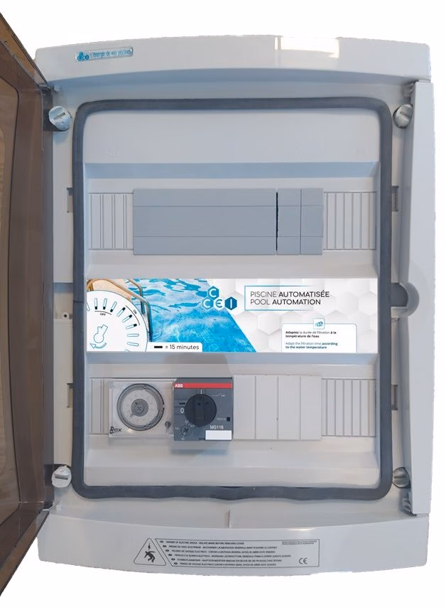 Coffret électrique de piscine CCEI Panorama, façade transparente