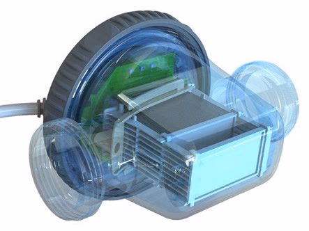 Cellule d'électrolyse CCEI Zelia VP, corps transparent et bague lumineuse