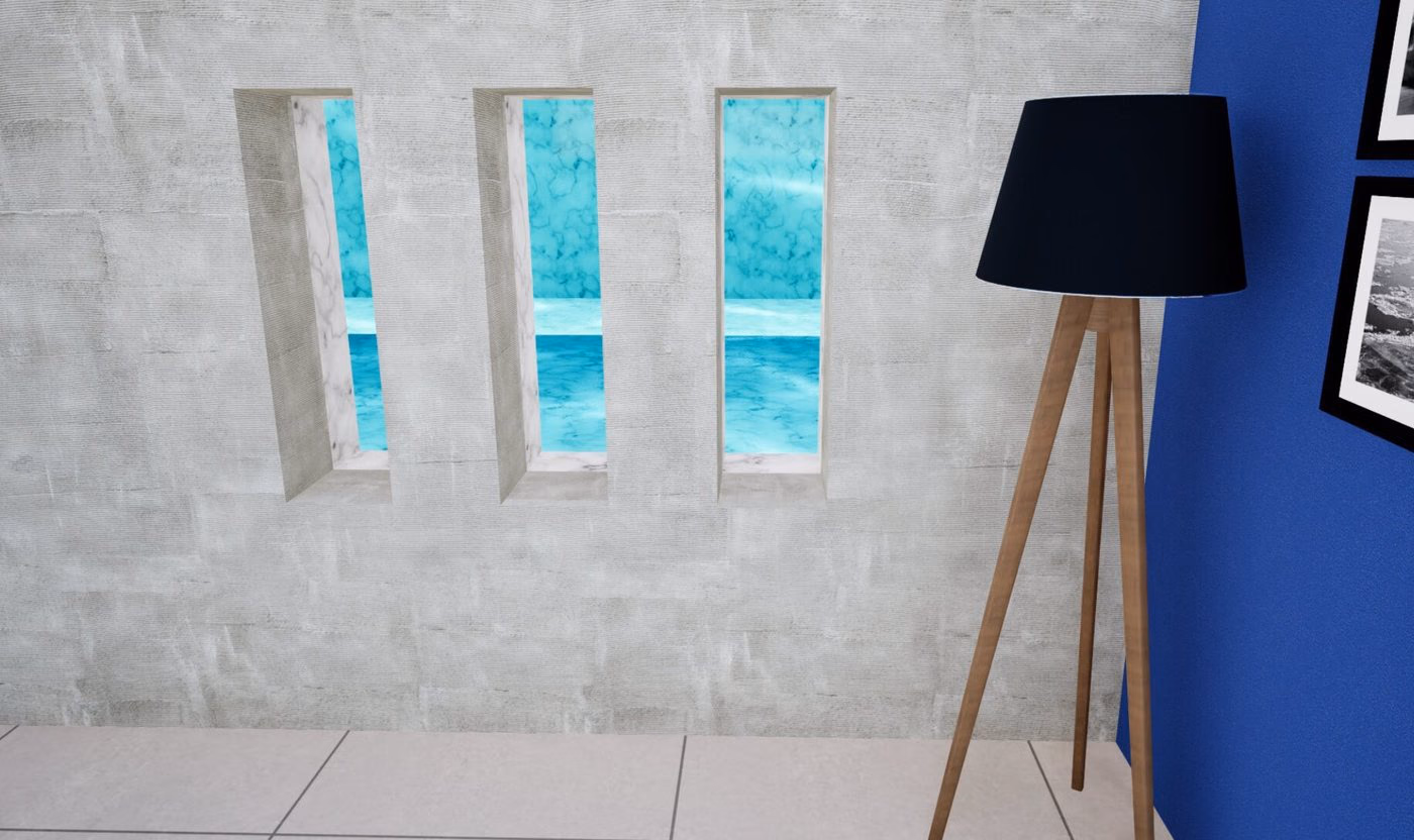 Hublots Kôbo en pose verticale dans le mur d’une piscine