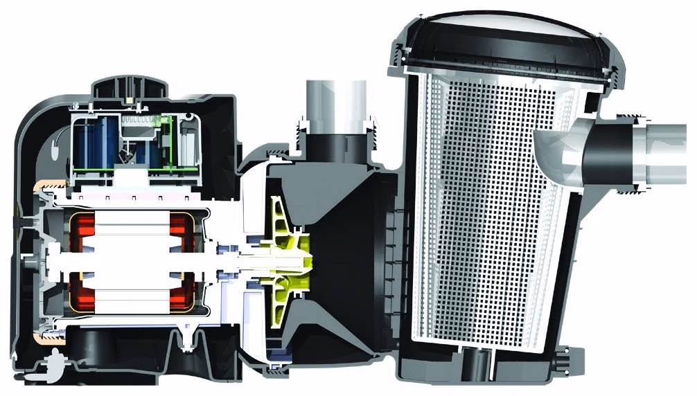 Pompe de filtration Davey SilensorPro, corps noir et panier de préfiltre