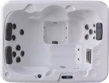 Spa Pianosa trois places vu de dessus, coque blanche et appuie-têtes